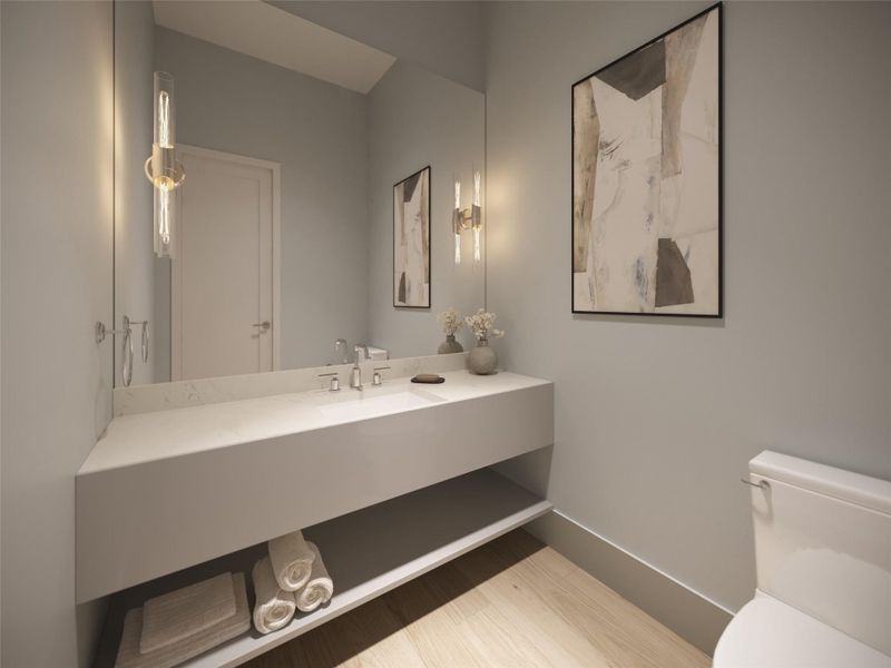 Powder Room. This is an Artists Rendering - Selections and Finishes are subject to change at any time during construction. Powder Room. This is an Artists Rendering - Selections and Finishes are subject to change at any time during construction.