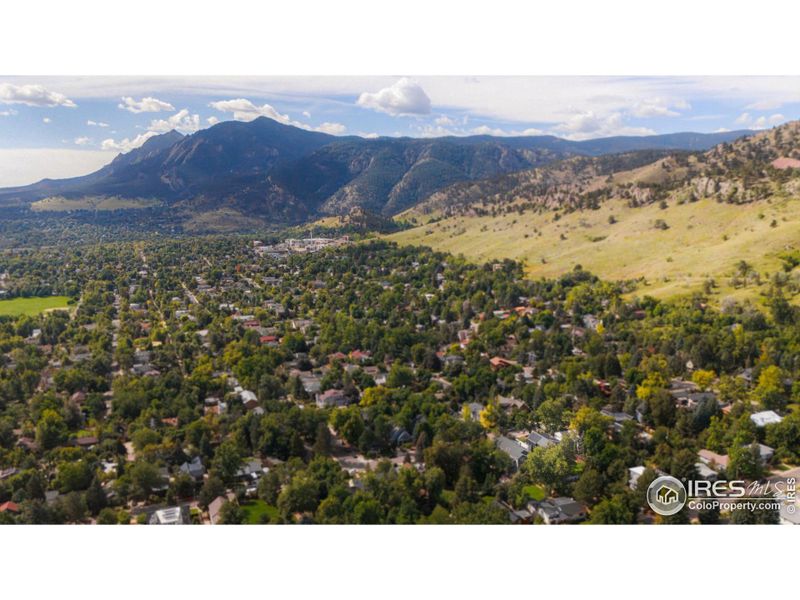 Aerial view, close to Boulder's best trails