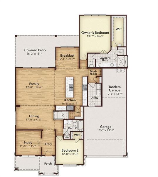 2D floor plan layout of this home in Westside Preserve - 60ft. lots, Midlothian, TX (Image 5). 2D floor plan layout of this home in Westside Preserve - 60ft. lots, Midlothian, TX (Image 5).