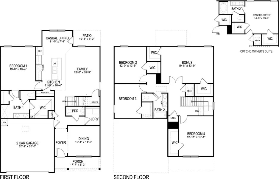 2D floor plan layout of this home in Fox Hollow, Dalton, GA (Image 2).