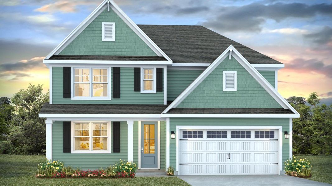 Representative exterior photo of a completed home built from the HARBOR OAK by D.R. Horton in Indigo Preserve, Leland, NC (Image 2).