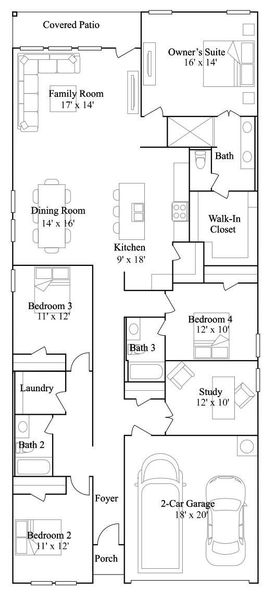 2D floor plan layout of this home in Scotts Bend, Baytown, TX (Image 2). 2D floor plan layout of this home in Scotts Bend, Baytown, TX (Image 2).