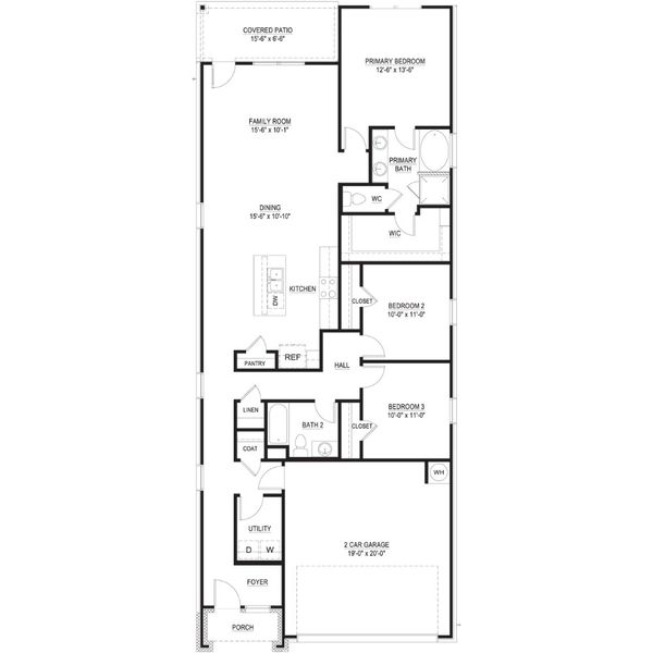 2D floor plan layout for the The Briarwood by Lillian Custom Homes in Freeman Farm, Kaufman, TX (Image 5).