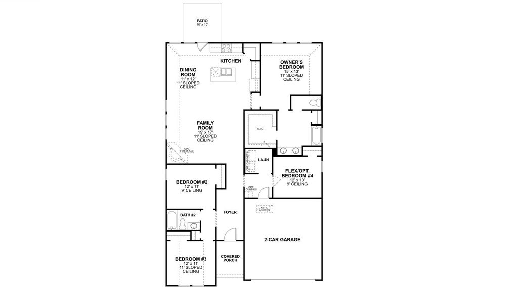 2D floor plan layout for the Acadia by M/I Homes in Eliana, McKinney, TX (Image 3).