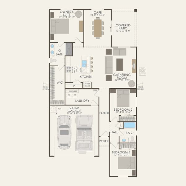 2D floor plan layout of this home in Copper Falls, Buckeye, AZ (Image 3).
