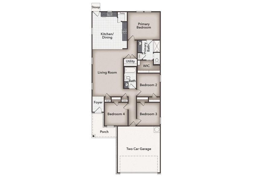 2D floor plan layout for the Azalea 1468 by Brohn Homes in Azalea, Pattison, TX (Image 3).