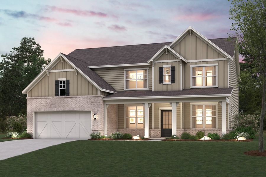 Front exterior of a new home in The Estates at Gainesville Township, Gainesville, GA, highlighting curb appeal (Image 1). Front exterior of a new home in The Estates at Gainesville Township, Gainesville, GA, highlighting curb appeal (Image 1).