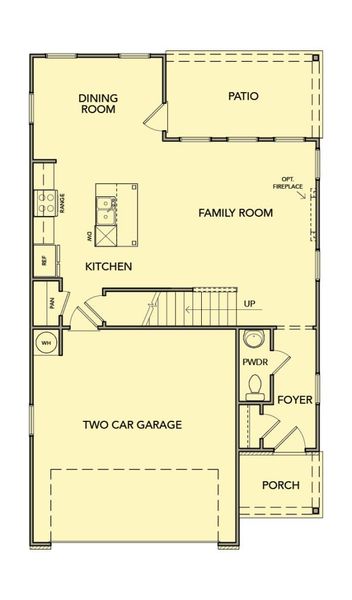 2D floor plan layout for the Redbud by Kerley Family Homes in Park Center Pointe, Austell, GA (Image 3).