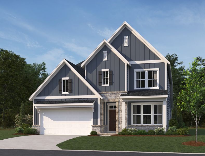 Representative exterior photo of a completed home built from the Winters by Ashton Woods in Ascent at Arbor Ridge, La Vergne, TN (Image 2). Representative exterior photo of a completed home built from the Winters by Ashton Woods in Ascent at Arbor Ridge, La Vergne, TN (Image 2).