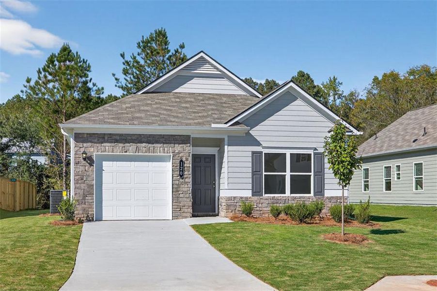 Front exterior of a new home in Fair Oak, Calhoun, GA, highlighting curb appeal (Image 2). Front exterior of a new home in Fair Oak, Calhoun, GA, highlighting curb appeal (Image 2).