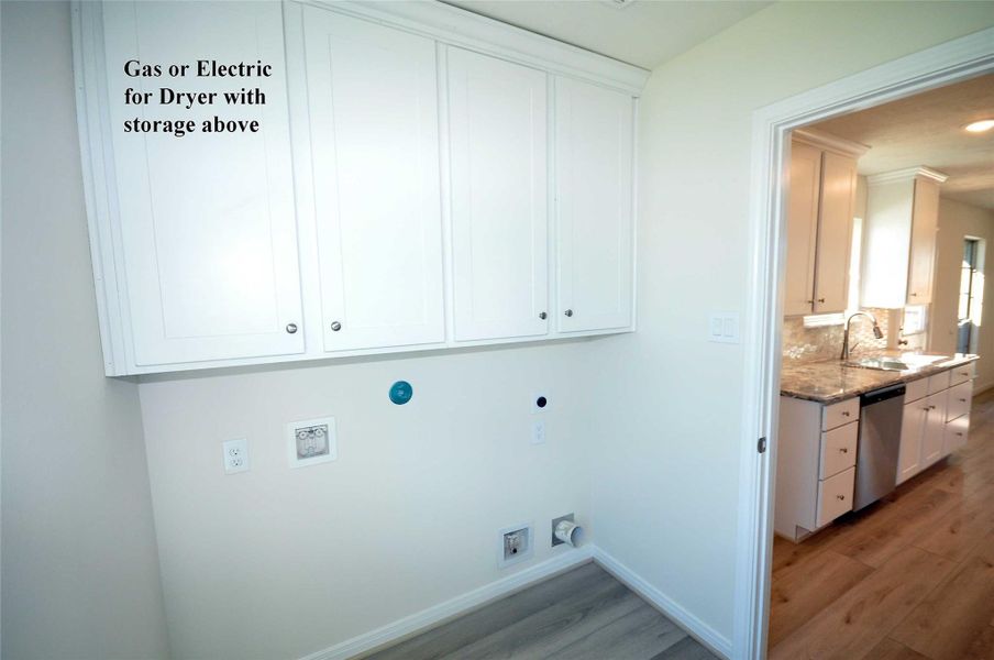 Ready for either a gas or an electric dryer. Ready for either a gas or an electric dryer.