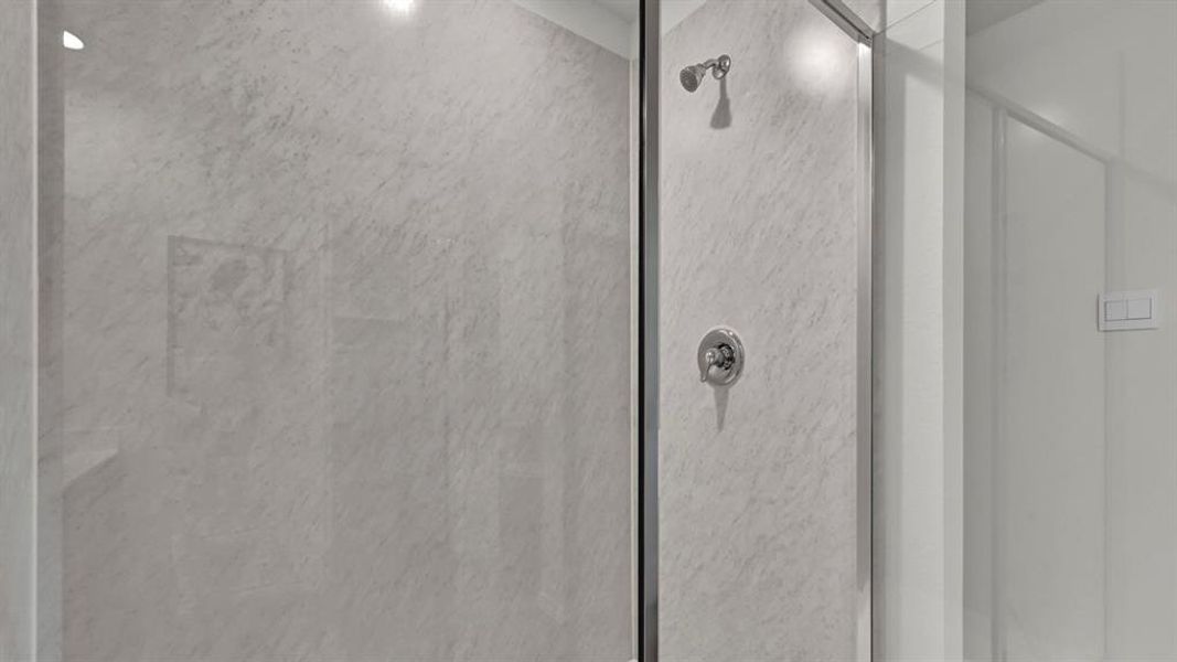 Bathroom view of a shower stall