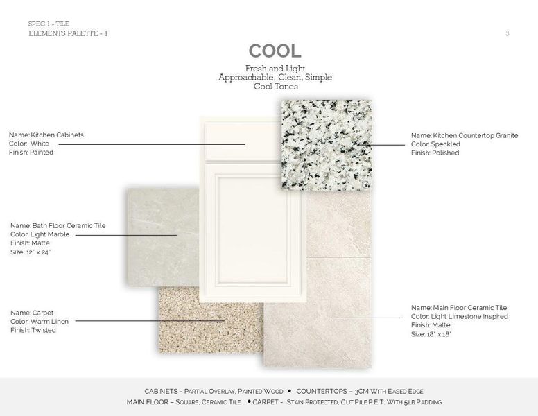Farmhouse Look Palette 5 Selection Sheet (*Artist rendering used for illustration purposes only.)