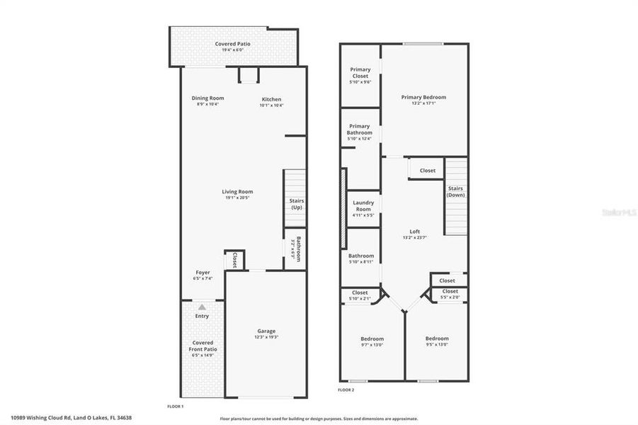 2D floor plan layout of this home in Angeline, Land O' Lakes, FL (Image 5).