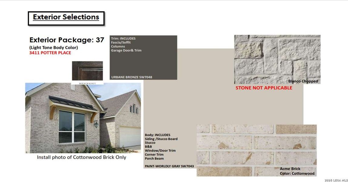 Sample of building materials used in homes in Homestead, Schertz (Image 4). Sample of building materials used in homes in Homestead, Schertz (Image 4).