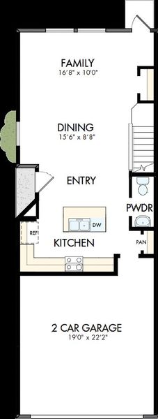 2D floor plan layout of this home in Waterset Townhomes, Apollo Beach, FL (Image 3).