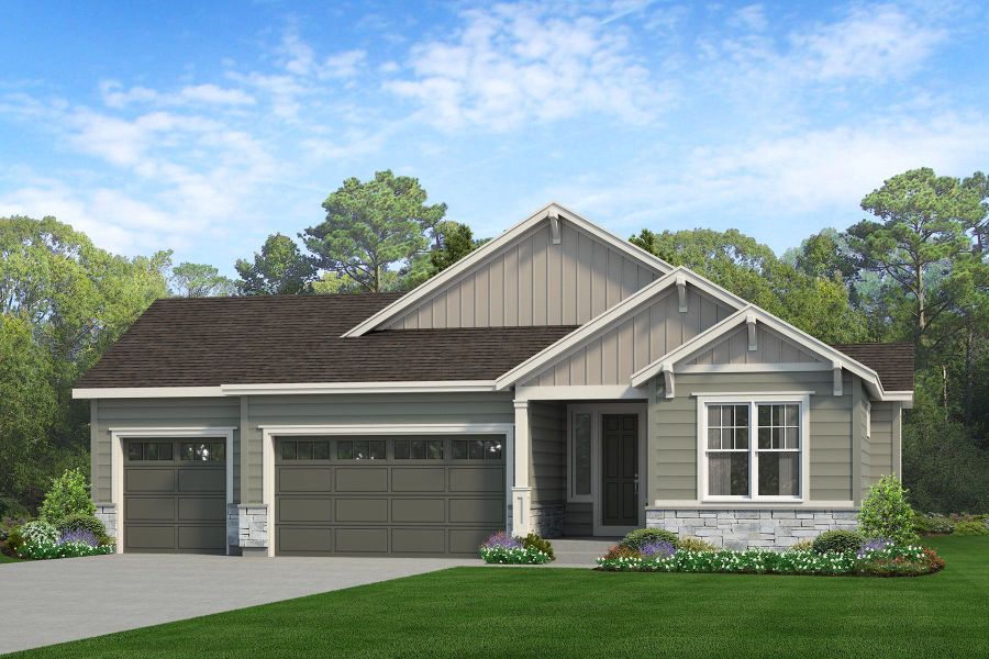 Representative exterior photo of a completed home built from the Lakewood II by Risewell Homes in Cherry Meadows, Brighton, CO (Image 10). Representative exterior photo of a completed home built from the Lakewood II by Risewell Homes in Cherry Meadows, Brighton, CO (Image 10).