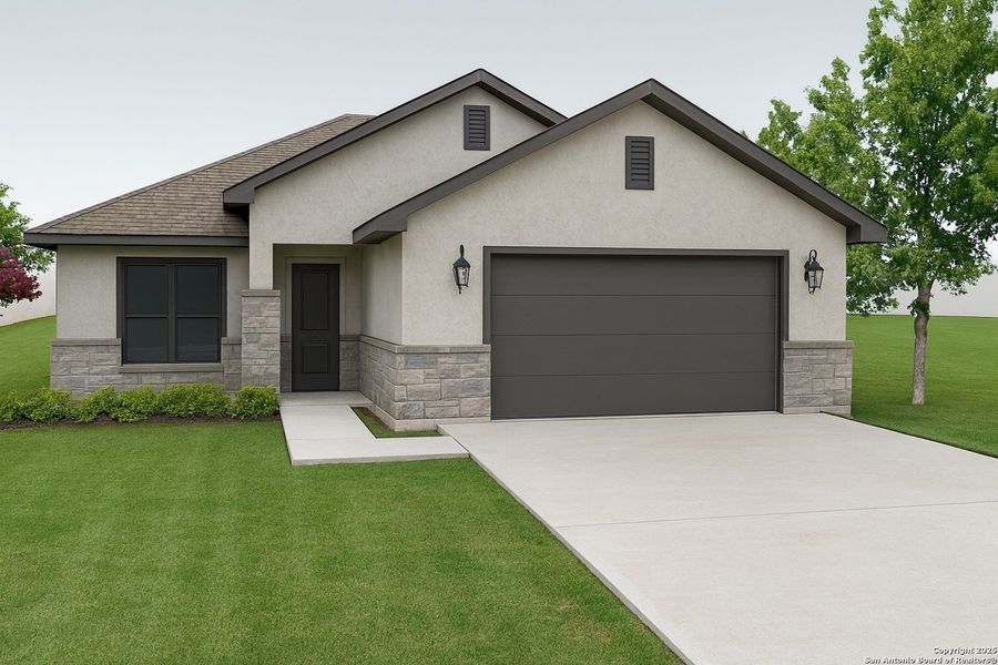 Front exterior of a new home in , Blanco, TX, highlighting curb appeal (Image 2). Front exterior of a new home in , Blanco, TX, highlighting curb appeal (Image 2).