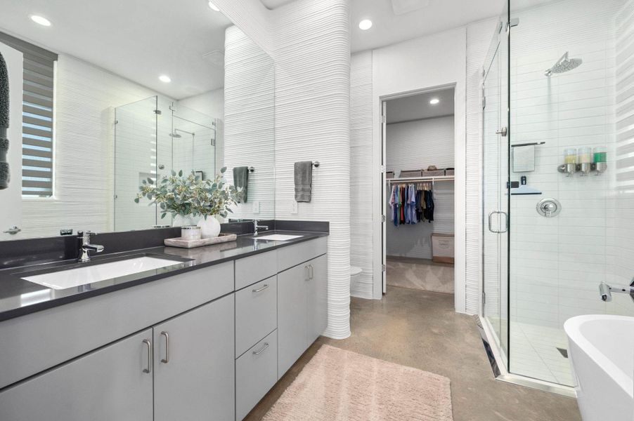 Furnished interior view inside a new home in Wolf Ranch: Genesis Collection, Georgetown (Image 6). Furnished interior view inside a new home in Wolf Ranch: Genesis Collection, Georgetown (Image 6).