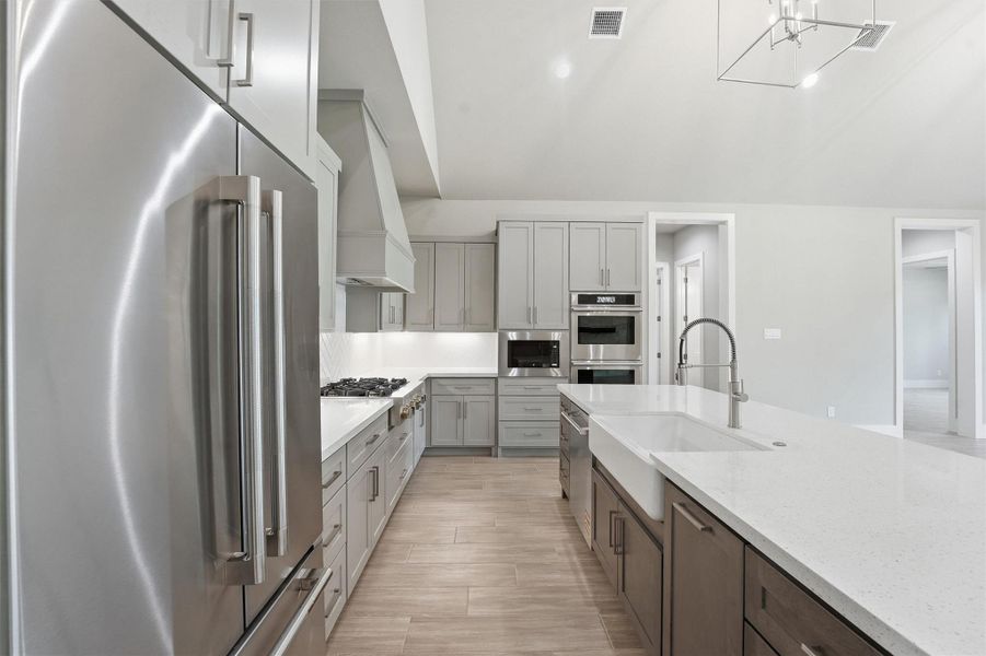 Farmhouse sink and JennAir appliances