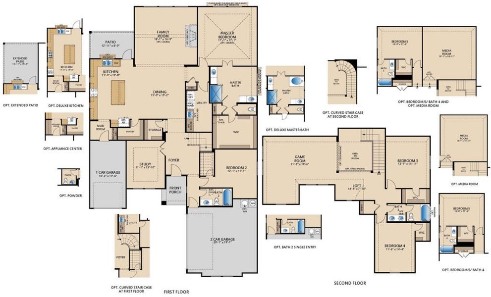 2D floor plan layout for the Preston by Pacesetter Homes in Park Hills, Rockwall, TX (Image 4).
