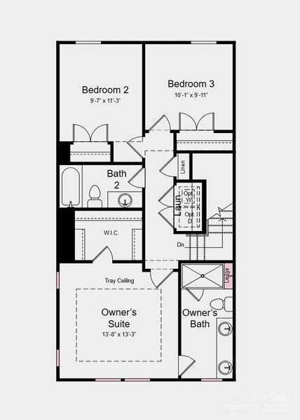 Upper Level Floor Plan -Structural options added include: gourmet kitchen, modern fireplace, full bathroom on ground level, 9' ceilings on first floor, and ledge at primary showe