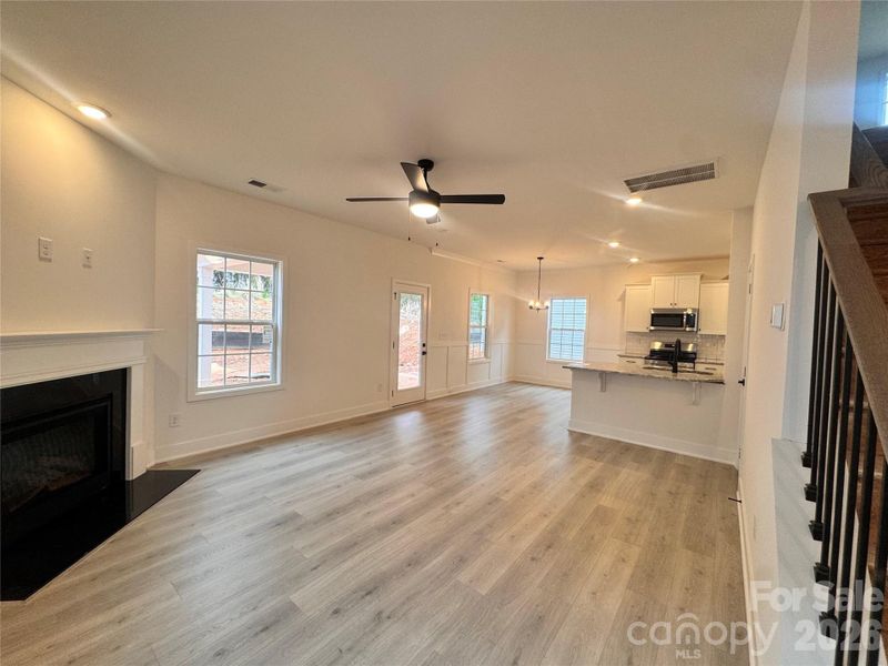 Living room into kitchen