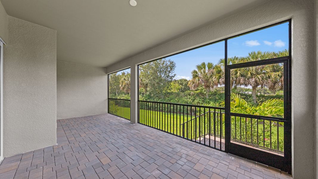Exterior details and patio area of a home in Verandah Real Estate and Homes for Sale in Fort Myers, FL - Neal Communities, Fort Myers (Image 20).