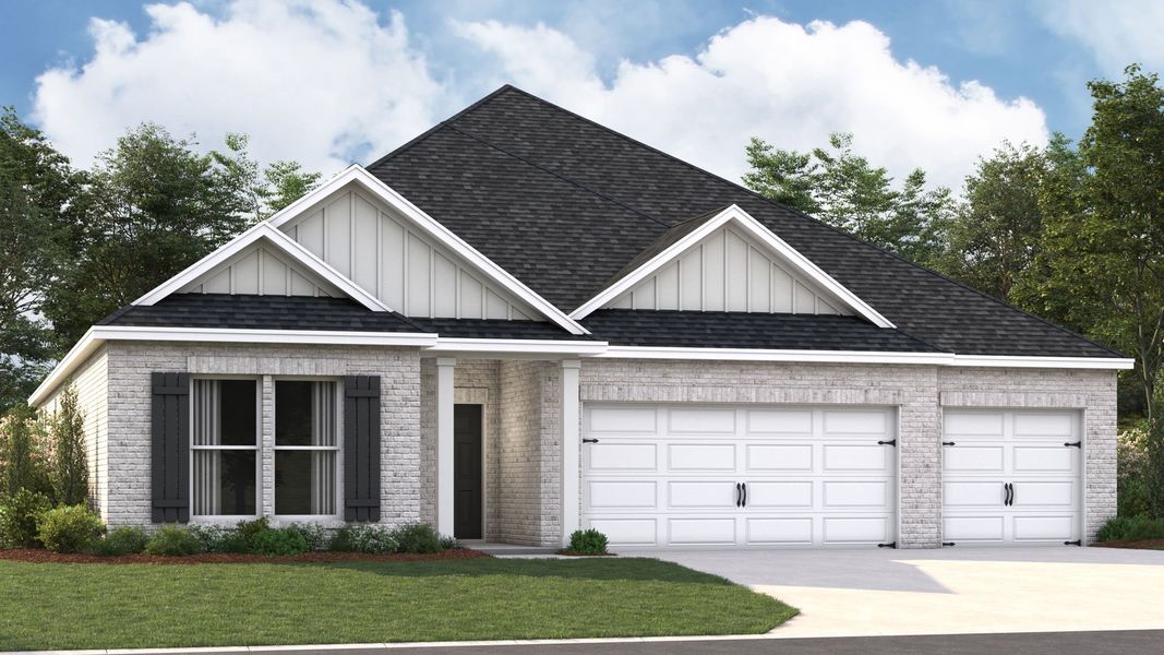 Representative exterior photo of a completed home built from the COVINGTON by D.R. Horton in Riverwood Gardens, Oakland, TN (Image 1).