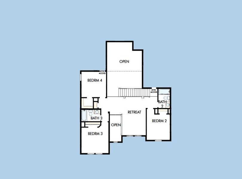 2D floor plan layout for the The Bluebonnet by David Weekley Homes in Emerald Heights at Bridgeland Central – 50’ Front, Cypress, TX (Image 4).