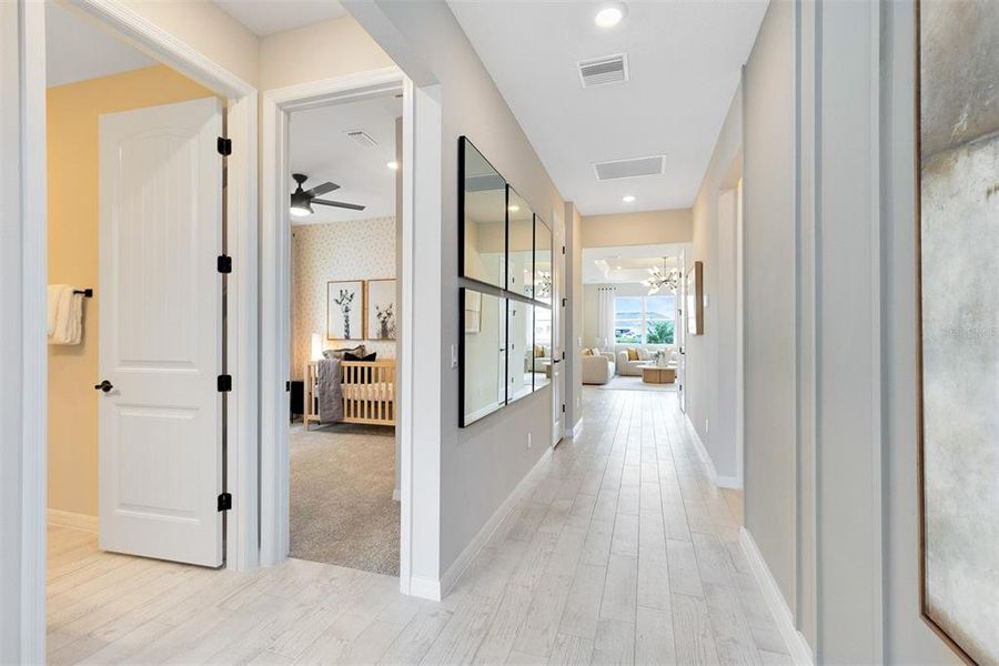 Model Home Design Only. Pictures and furnishings are for illustrative purposes only. Elevations, colors and options may vary. Furniture is for model home staging only.