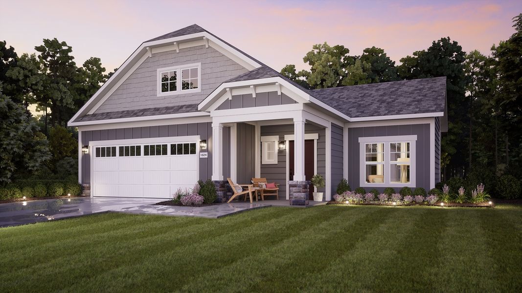 Representative exterior photo of a completed home built from the Palazzo by Epcon Communities in The Courtyards at Hodges Farm, Charlotte, NC (Image 32). Representative exterior photo of a completed home built from the Palazzo by Epcon Communities in The Courtyards at Hodges Farm, Charlotte, NC (Image 32).