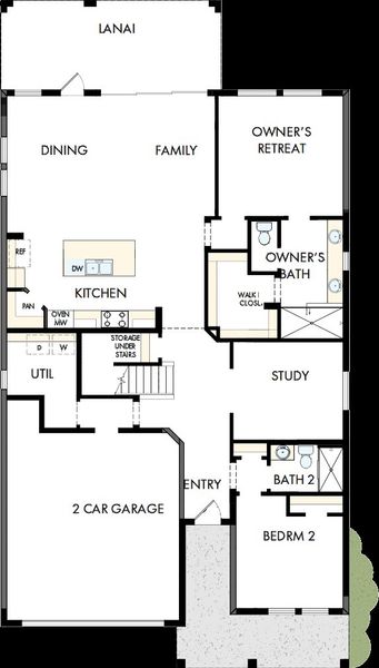 2D floor plan layout of this home in Oakfield at Mount Dora Village Series, Mount Dora, FL (Image 5).