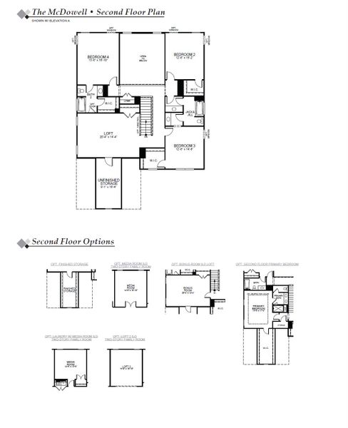 2D floor plan layout for the McDowell by Eastwood Homes in Twin Lakes, Hoschton, GA (Image 4).