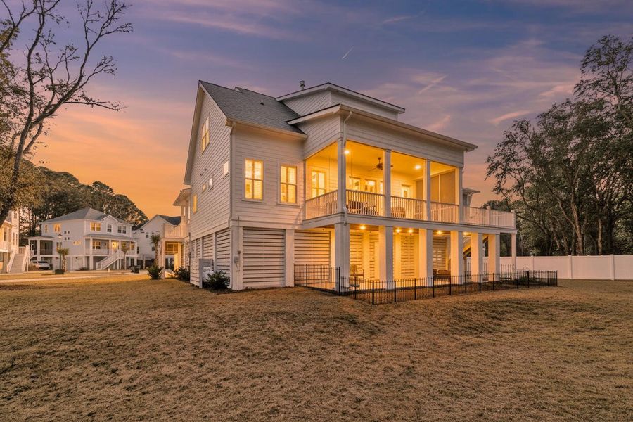 Exterior details and patio area of a home in Overlook at Copahee Sound, Awendaw (Image 22).