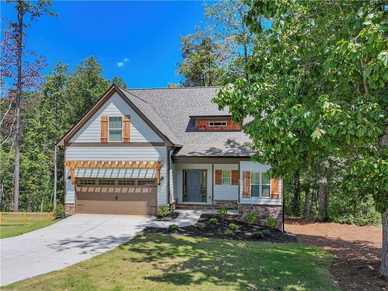 Front exterior of a new home in , Dawsonville, GA, highlighting curb appeal (Image 18).