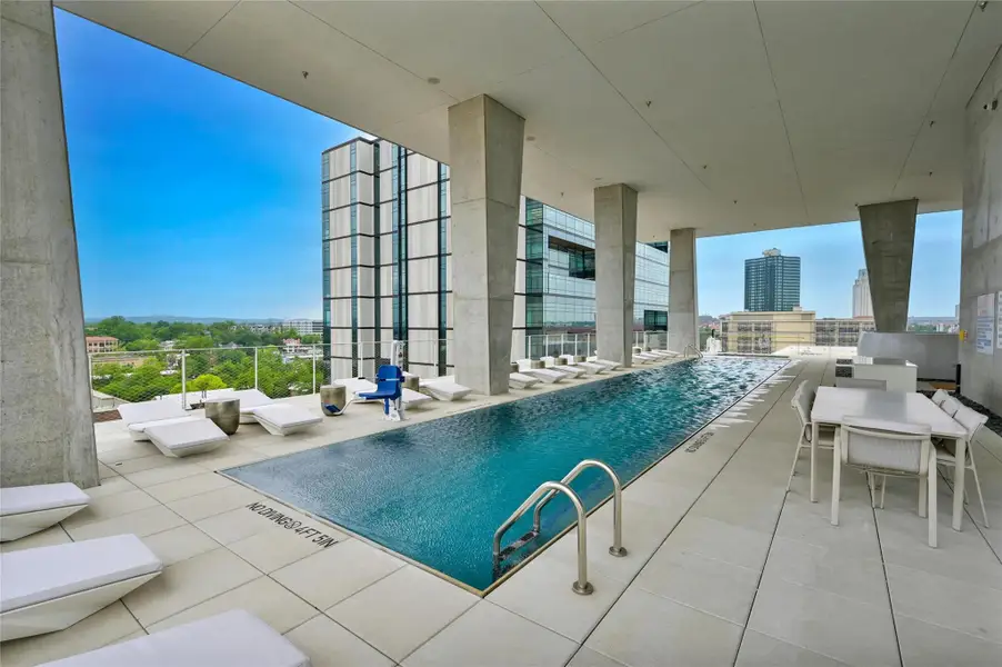 Residents also have access to a full level of elevated amenities, including a lap pool, cold plunge pool, fitness facility, and sauna. Additional amenities include a private dining and conference room, a resident lounge, private co-working space, a club room, outdoor cooking areas, and a pet park.