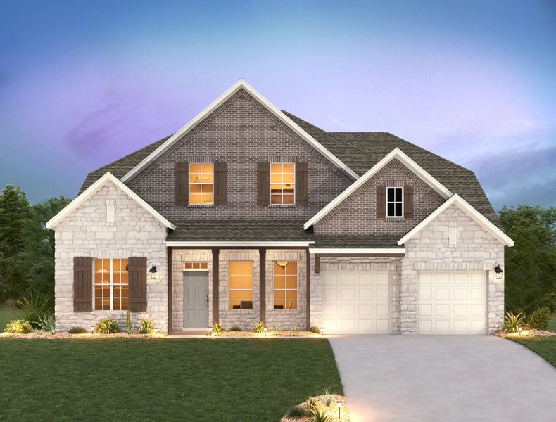 Representative exterior photo of a completed home built from the Hathaway by Ashton Woods in The Trails at Carmel, Pflugerville, TX (Image 22).