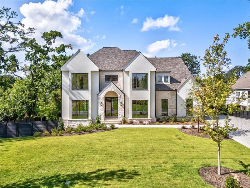Front exterior of a new home in , Alpharetta, GA, highlighting curb appeal (Image 28). Front exterior of a new home in , Alpharetta, GA, highlighting curb appeal (Image 28).