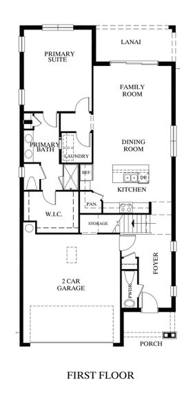 2D floor plan layout for the Shoreline by Rocklyn Homes in Emerald Fields, Hudson, FL (Image 3).