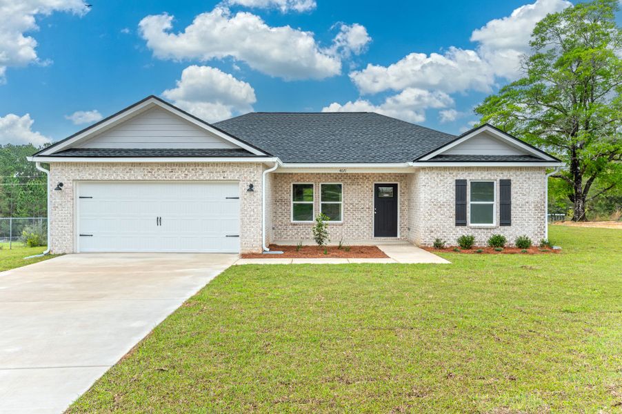 Representative exterior photo of a completed home built from the Adeline by CJL Homes in Oak Hollow, Crestview, FL (Image 1).
