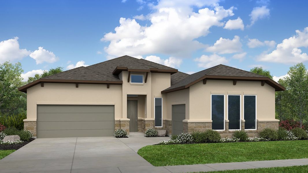 Representative exterior photo of a completed home built from the Allendale by Taylor Morrison in Silverleaf, Cedar Creek, TX (Image 21).