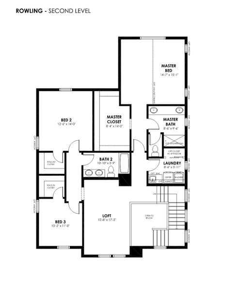 2D floor plan layout for the Rowling by Hartford Homes in Trailside, Timnath, CO (Image 6).
