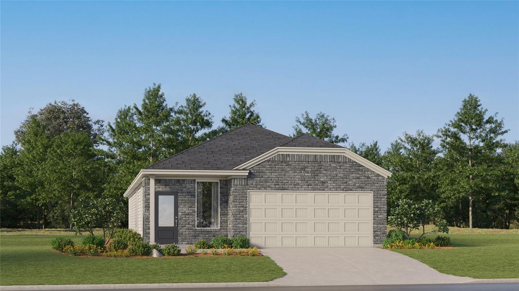 Front exterior of a new home in Elm Creek, Elgin, TX, highlighting curb appeal (Image 24).