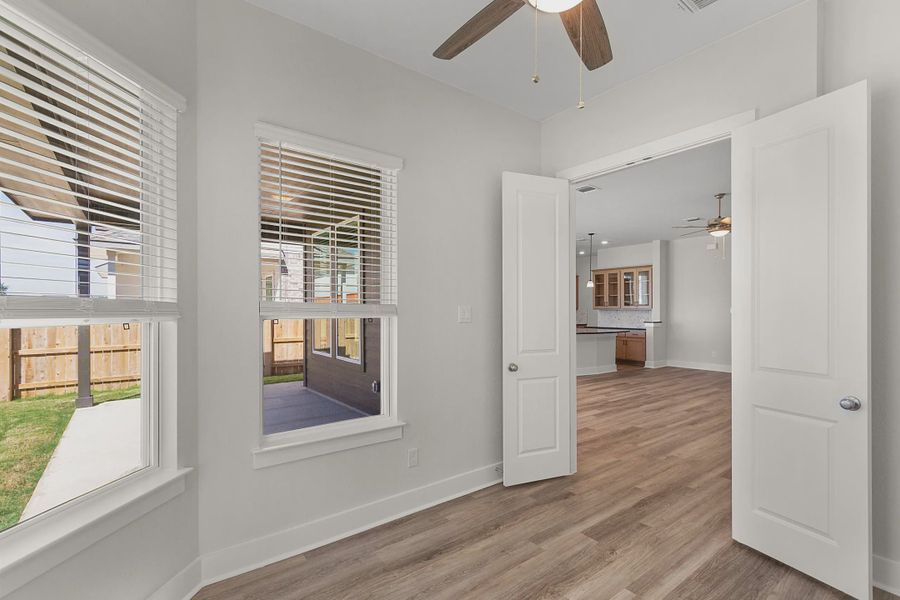 Representative unfurnished interior of a home built from the Parker by Chesmar Homes in Highland Village, Georgetown (Image 11). Representative unfurnished interior of a home built from the Parker by Chesmar Homes in Highland Village, Georgetown (Image 11).
