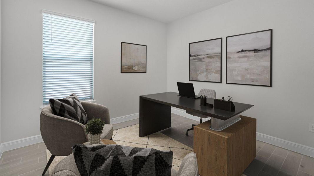 Representative furnished interior of a home built from the BELLMORE by D.R. Horton in Waterleigh, Winter Garden (Image 12).