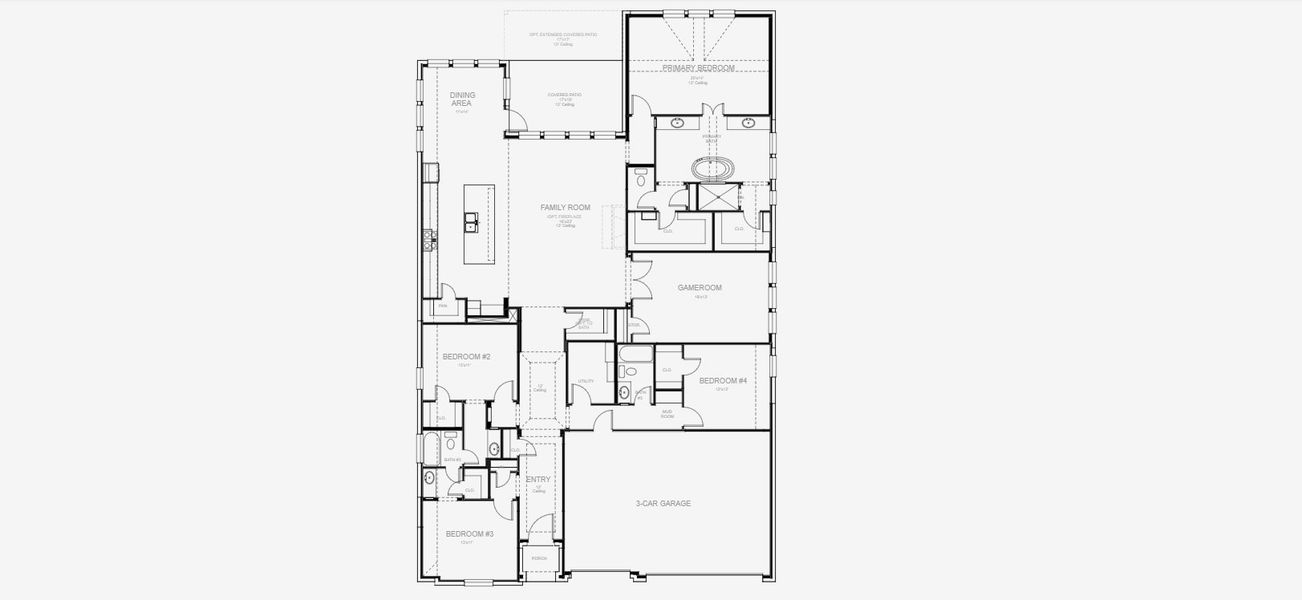 2D floor plan layout for the 2895W by Perry Homes in Lakes of Cane Island, Katy, TX (Image 3). 2D floor plan layout for the 2895W by Perry Homes in Lakes of Cane Island, Katy, TX (Image 3).