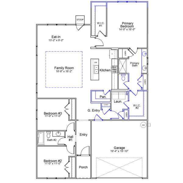 2D floor plan layout of this home in Burke Estates, Chesnee, SC (Image 3).