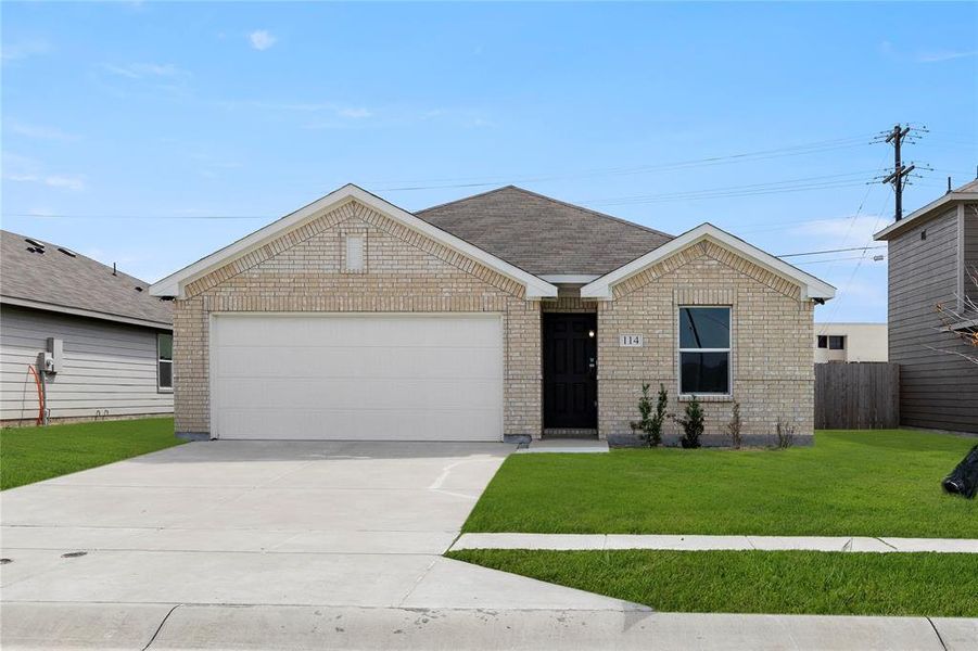 Front exterior of a new home in Labein Villas, Greenville, TX, highlighting curb appeal (Image 1). Front exterior of a new home in Labein Villas, Greenville, TX, highlighting curb appeal (Image 1).