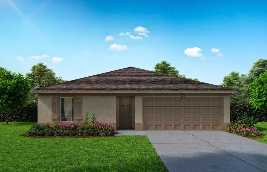 Front exterior of a new home in Mallard Landing, Okeechobee, FL, highlighting curb appeal (Image 1). Front exterior of a new home in Mallard Landing, Okeechobee, FL, highlighting curb appeal (Image 1).